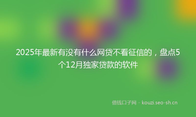 2025年最新有没有什么网贷不看征信的，盘点5个12月独家贷款的软件