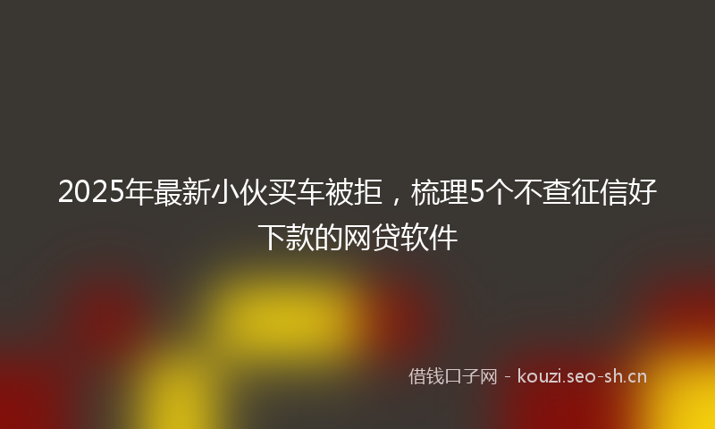 2025年最新小伙买车被拒，梳理5个不查征信好下款的网贷软件