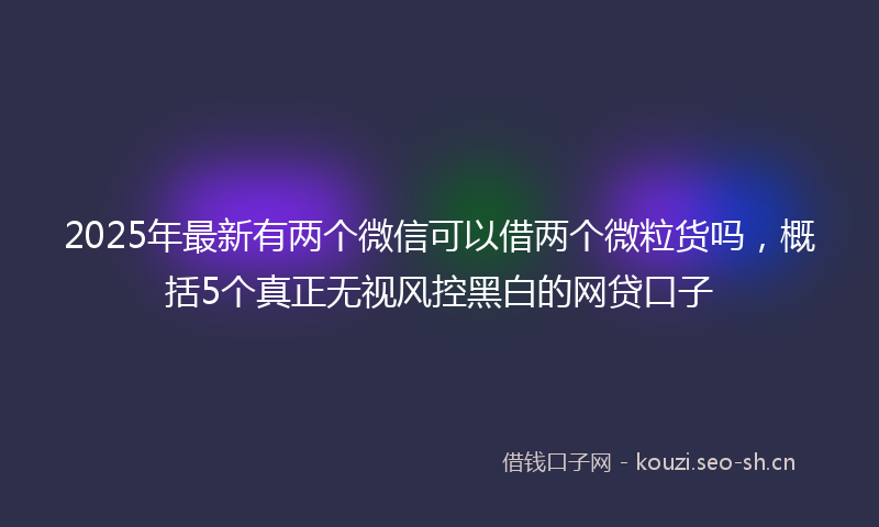 2025年最新有两个微信可以借两个微粒货吗，概括5个真正无视风控黑白的网贷口子