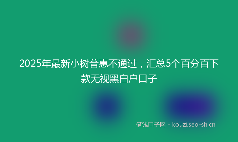 2025年最新小树普惠不通过,汇总5个百分百下款无视黑白户口子