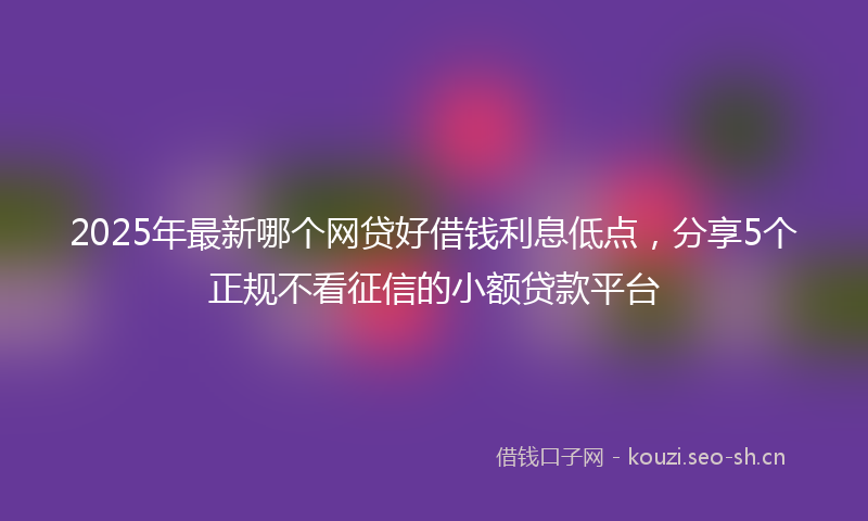 2025年最新哪个网贷好借钱利息低点，分享5个正规不看征信的小额贷款平台