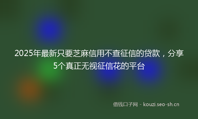 2025年最新只要芝麻信用不查征信的贷款，分享5个真正无视征信花的平台