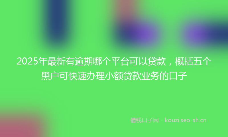 2025年最新有逾期哪个平台可以贷款，概括五个黑户可快速办理小额贷款业务的口子