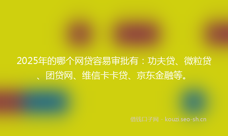 2025年的哪个网贷容易审批有：功夫贷、微粒贷、团贷网、维信卡卡贷、京东金融等。