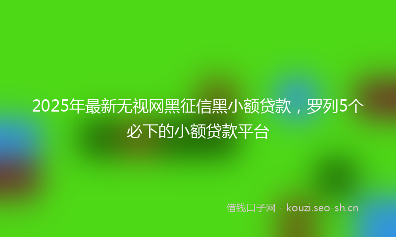 2025年最新无视网黑征信黑小额贷款，罗列5个必下的小额贷款平台