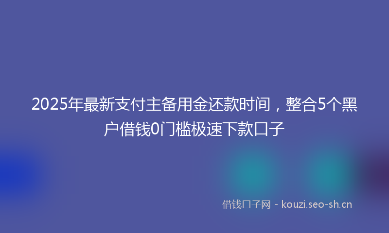 2025年最新支付主备用金还款时间，整合5个黑户借钱0门槛极速下款口子