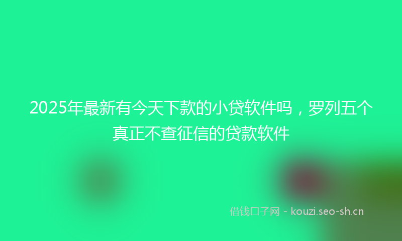 2025年最新有今天下款的小贷软件吗，罗列五个真正不查征信的贷款软件