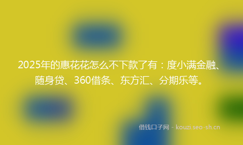 2025年的惠花花怎么不下款了有：度小满金融、随身贷、360借条、东方汇、分期乐等。