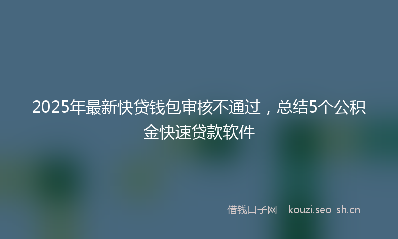 2025年最新快贷钱包审核不通过，总结5个公积金快速贷款软件