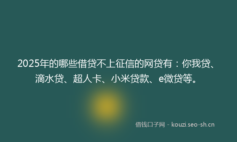 2025年的哪些借贷不上征信的网贷有：你我贷、滴水贷、超人卡、小米贷款、e微贷等。