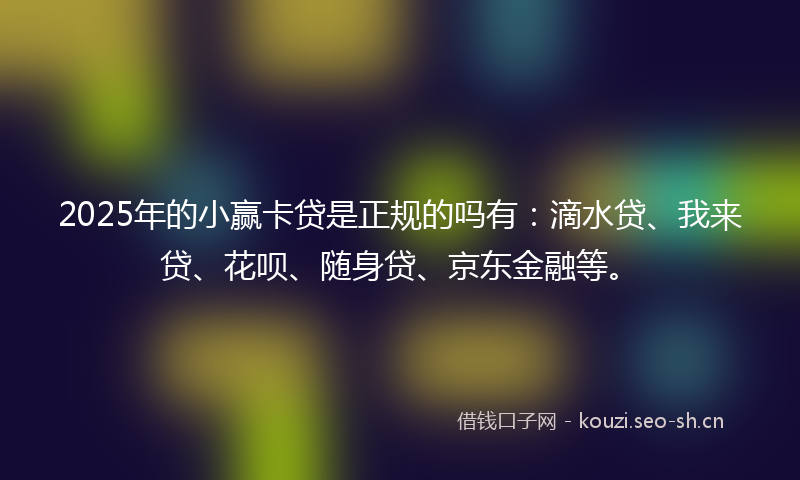 2025年的小赢卡贷是正规的吗有：滴水贷、我来贷、花呗、随身贷、京东金融等。