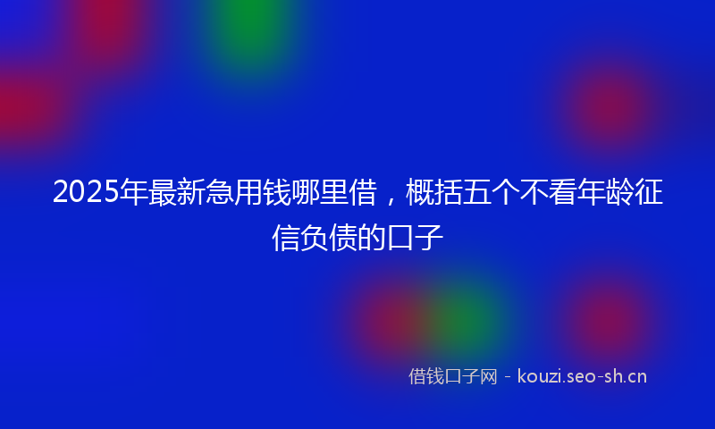 2025年最新急用钱哪里借，概括五个不看年龄征信负债的口子