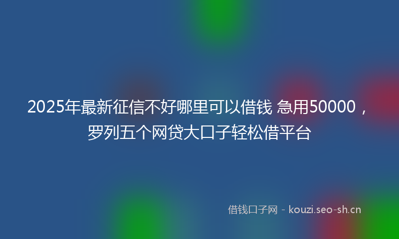 2025年最新征信不好哪里可以借钱 急用50000，罗列五个网贷大口子轻松借平台