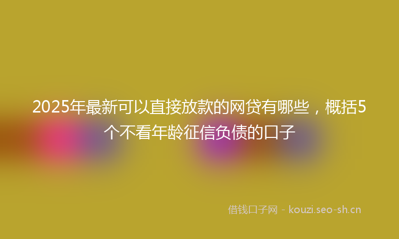 2025年最新可以直接放款的网贷有哪些，概括5个不看年龄征信负债的口子