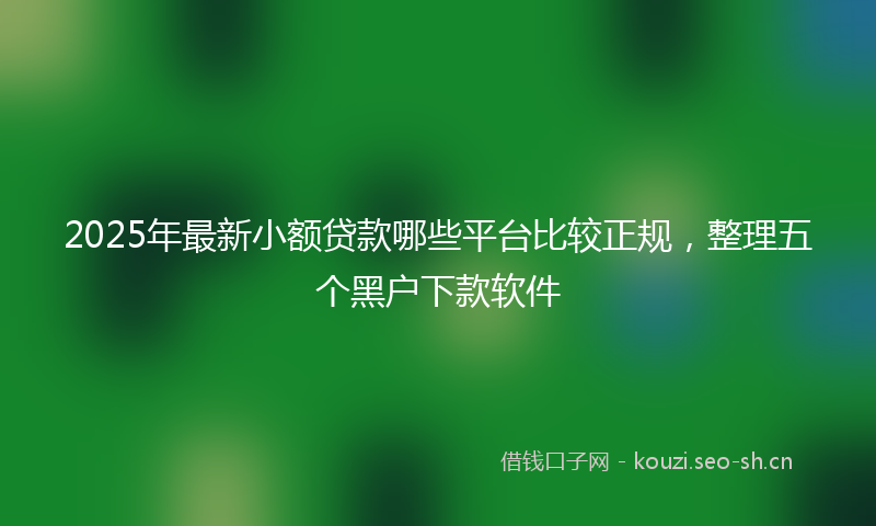 2025年最新小额贷款哪些平台比较正规，整理五个黑户下款软件