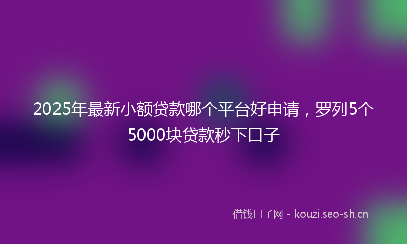 2025年最新小额贷款哪个平台好申请，罗列5个5000块贷款秒下口子