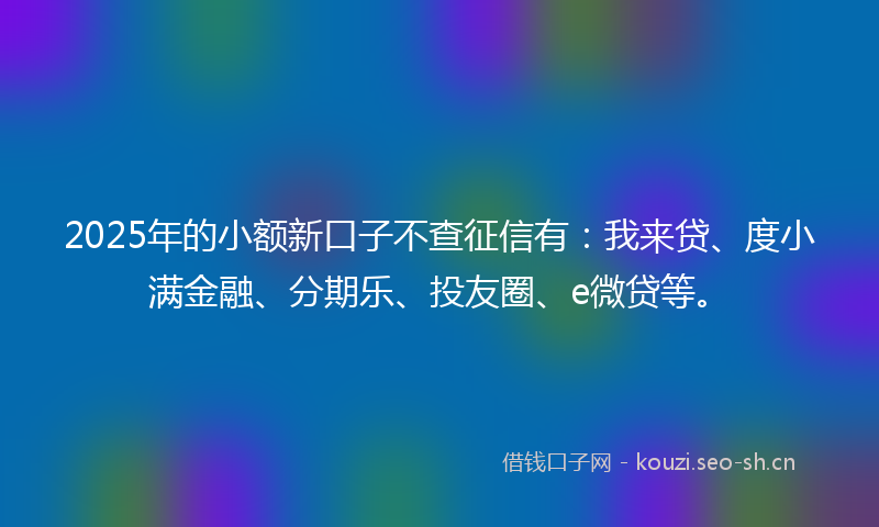 2025年的小额新口子不查征信有：我来贷、度小满金融、分期乐、投友圈、e微贷等。