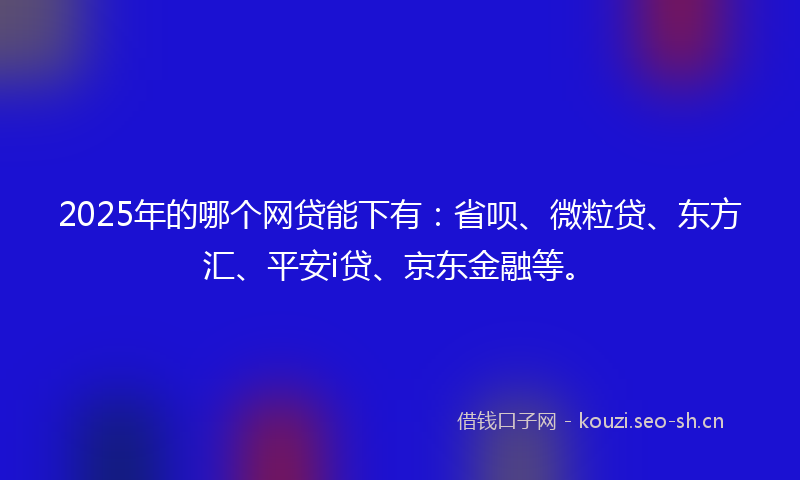 2025年的哪个网贷能下有:省呗、微粒贷、东方汇、平安i贷、京东金融等。