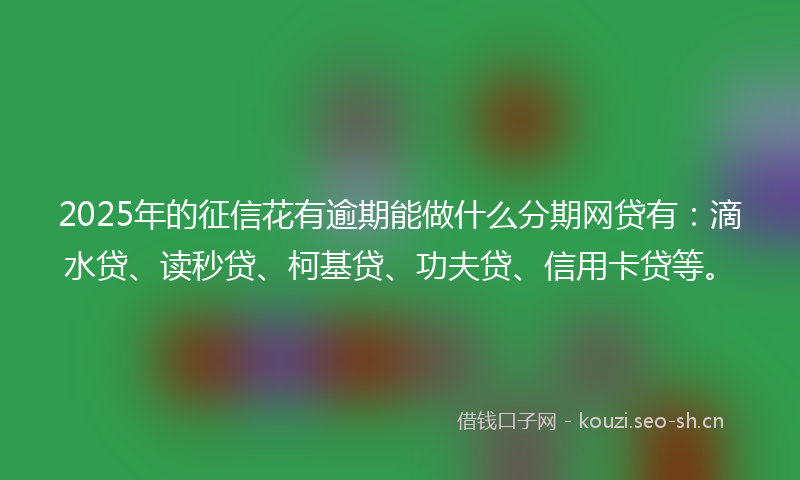 2025年的征信花有逾期能做什么分期网贷有：滴水贷、读秒贷、柯基贷、功夫贷、信用卡贷等。