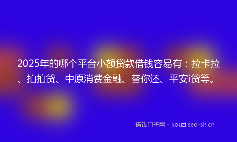 2025年的哪个平台小额贷款借钱容易有：拉卡拉、拍拍贷、中原消费金融、替你还、平安i贷等。