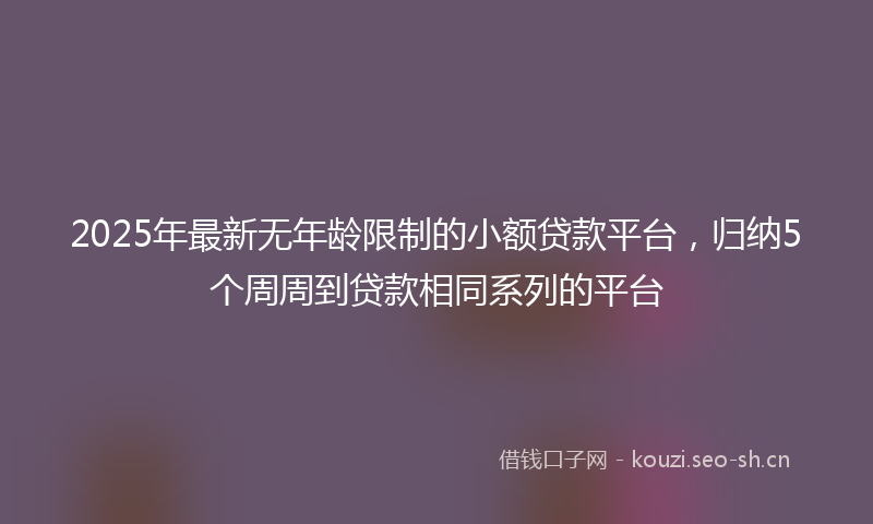 2025年最新无年龄限制的小额贷款平台，归纳5个周周到贷款相同系列的平台