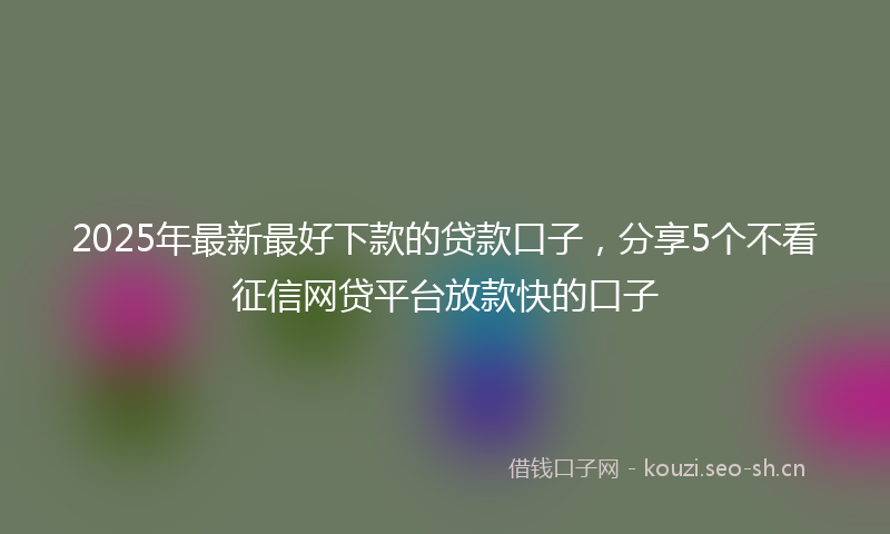 2025年最新最好下款的贷款口子，分享5个不看征信网贷平台放款快的口子