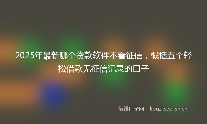 2025年最新哪个贷款软件不看征信，概括五个轻松借款无征信记录的口子