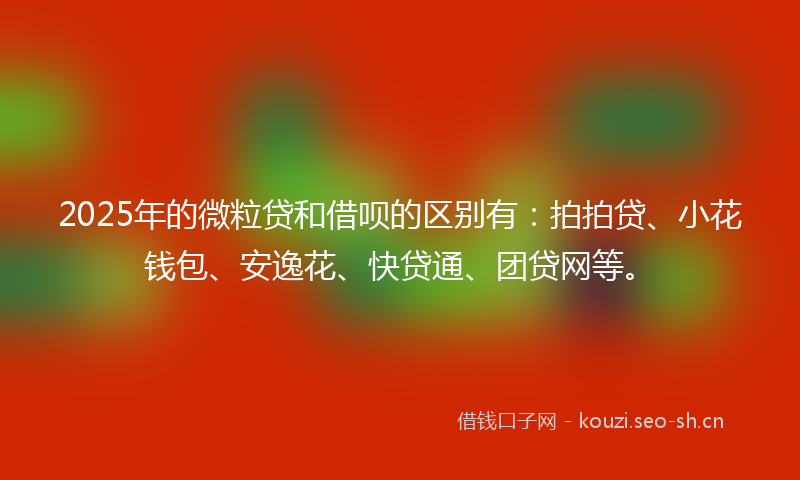 2025年的微粒贷和借呗的区别有：拍拍贷、小花钱包、安逸花、快贷通、团贷网等。