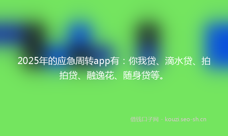 2025年的应急周转app有：你我贷、滴水贷、拍拍贷、融逸花、随身贷等。