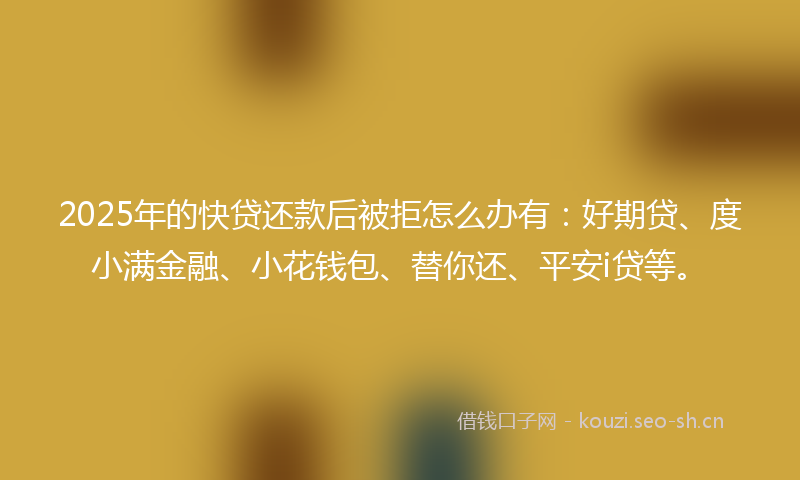 2025年的快贷还款后被拒怎么办有：好期贷、度小满金融、小花钱包、替你还、平安i贷等。