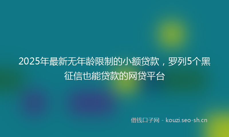 2025年最新无年龄限制的小额贷款，罗列5个黑征信也能贷款的网贷平台