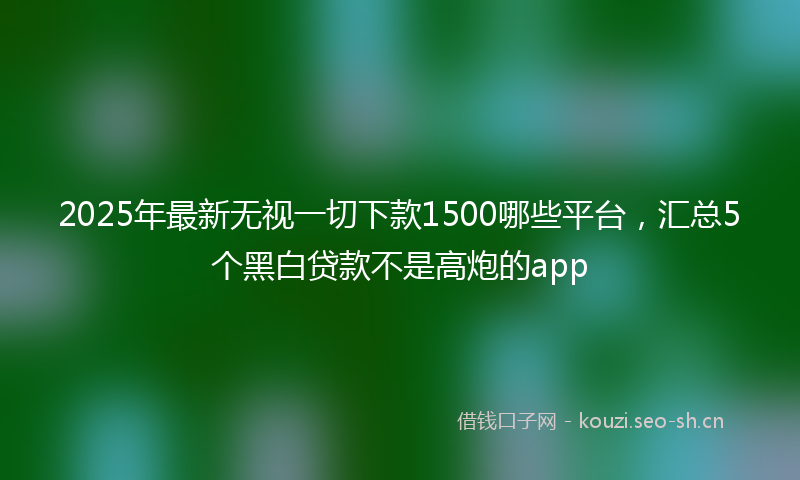 2025年最新无视一切下款1500哪些平台，汇总5个黑白贷款不是高炮的app