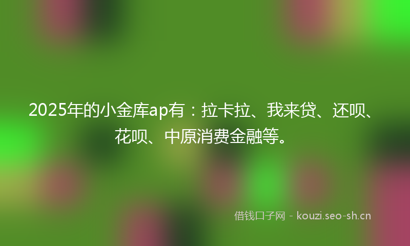 2025年的小金库ap有：拉卡拉、我来贷、还呗、花呗、中原消费金融等。