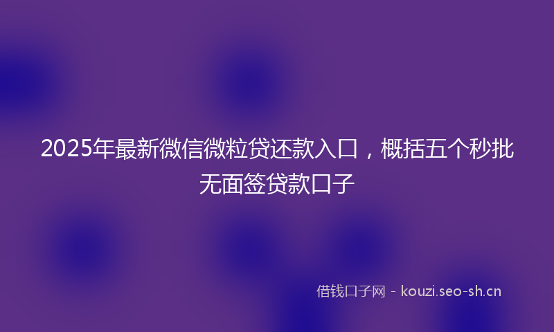 2025年最新微信微粒贷还款入口，概括五个秒批无面签贷款口子