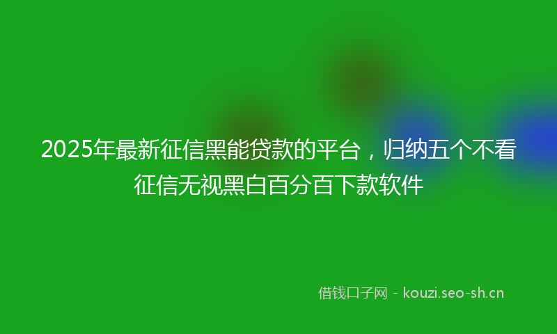 2025年最新征信黑能贷款的平台，归纳五个不看征信无视黑白百分百下款软件