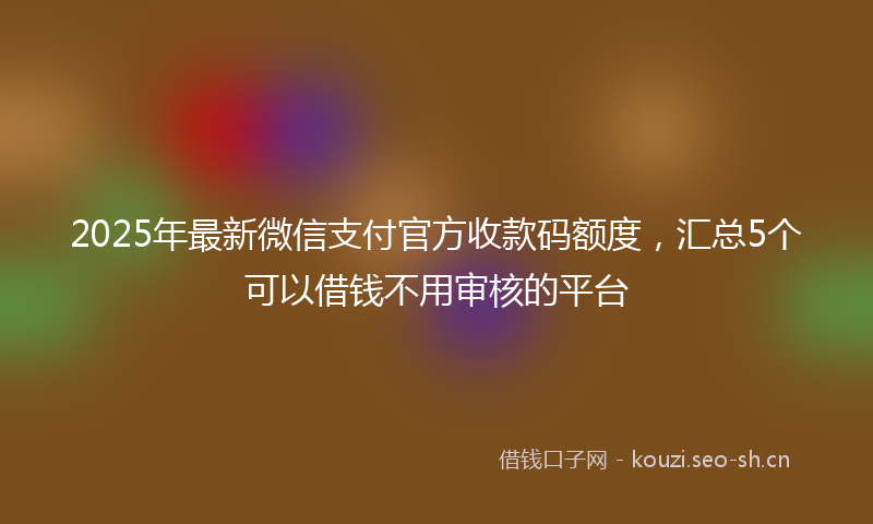 2025年最新微信支付官方收款码额度，汇总5个可以借钱不用审核的平台