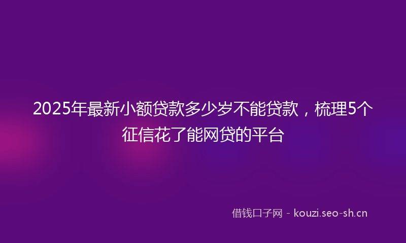 2025年最新小额贷款多少岁不能贷款，梳理5个征信花了能网贷的平台