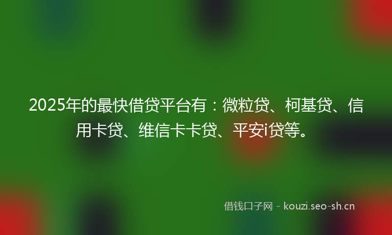 2025年的最快借贷平台有：微粒贷、柯基贷、信用卡贷、维信卡卡贷、平安i贷等。
