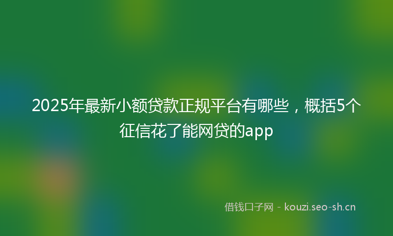 2025年最新小额贷款正规平台有哪些，概括5个征信花了能网贷的app