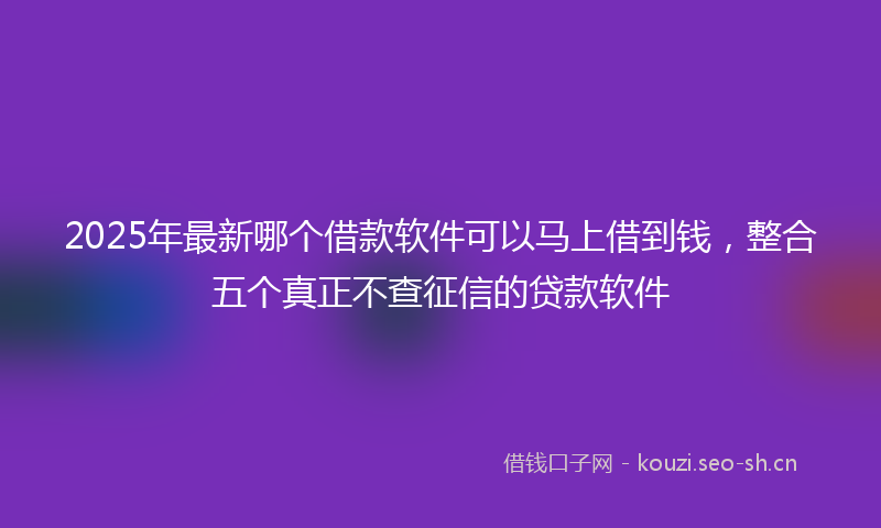 2025年最新哪个借款软件可以马上借到钱，整合五个真正不查征信的贷款软件