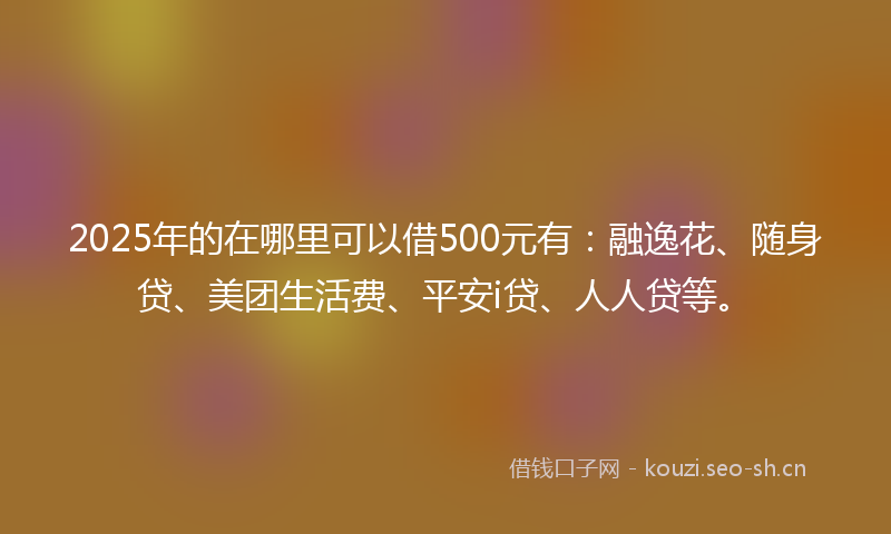 2025年的在哪里可以借500元有：融逸花、随身贷、美团生活费、平安i贷、人人贷等。