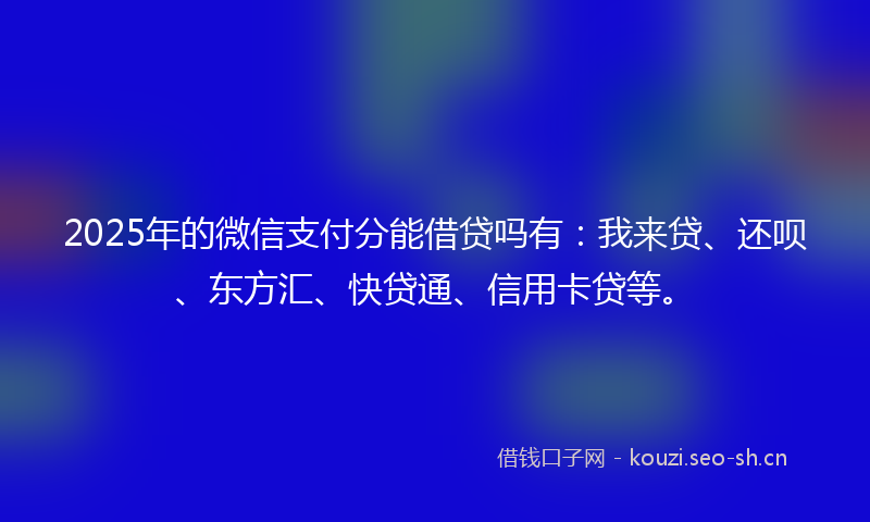 2025年的微信支付分能借贷吗有：我来贷、还呗、东方汇、快贷通、信用卡贷等。