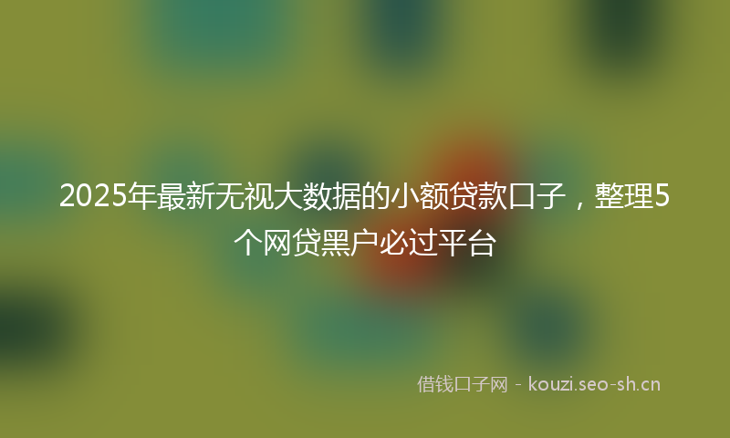 2025年最新无视大数据的小额贷款口子，整理5个网贷黑户必过平台