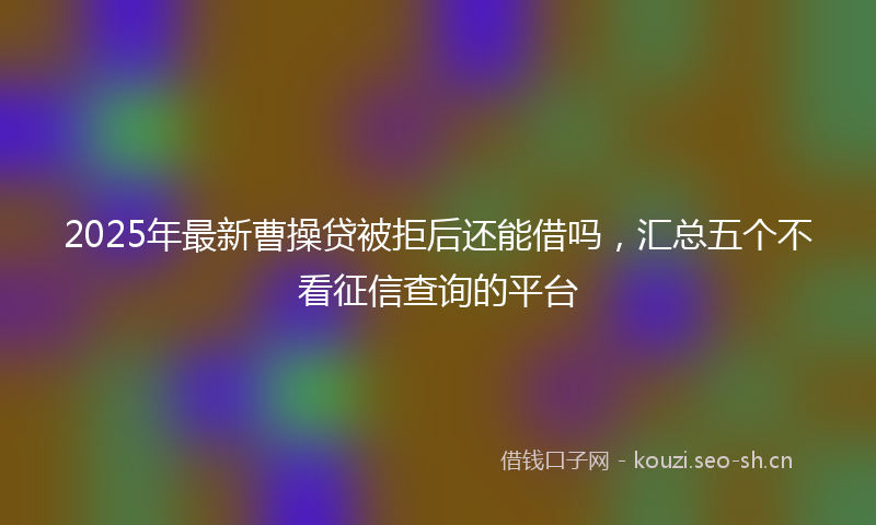 2025年最新曹操贷被拒后还能借吗，汇总五个不看征信查询的平台