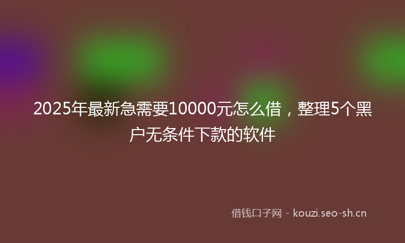 2025年最新急需要10000元怎么借，整理5个黑户无条件下款的软件