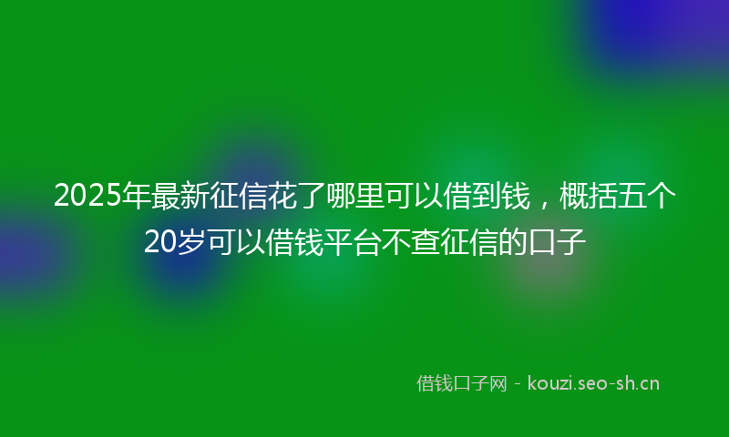 2025年最新征信花了哪里可以借到钱，概括五个20岁可以借钱平台不查征信的口子