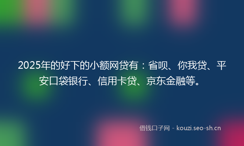2025年的好下的小额网贷有：省呗、你我贷、平安口袋银行、信用卡贷、京东金融等。