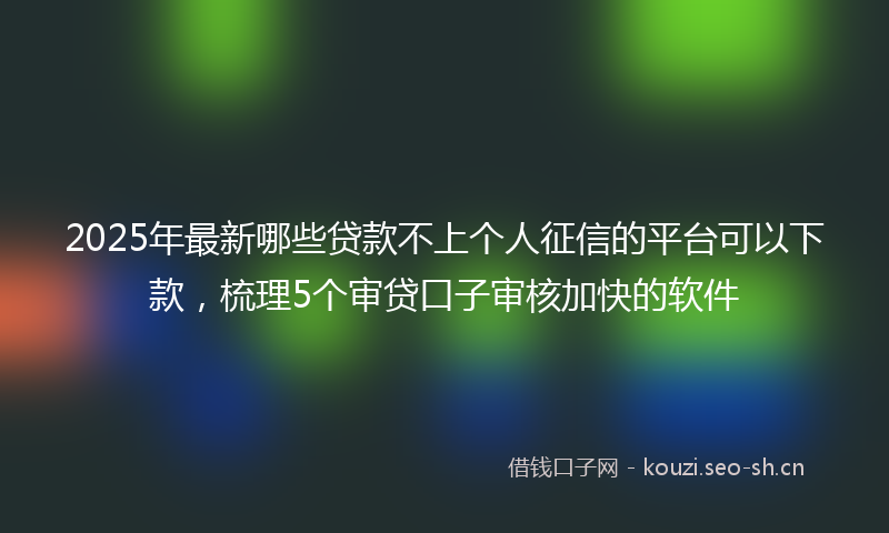 2025年最新哪些贷款不上个人征信的平台可以下款，梳理5个审贷口子审核加快的软件