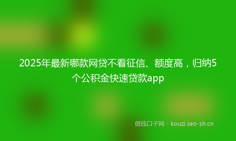 2025年最新哪款网贷不看征信、额度高，归纳5个公积金快速贷款app