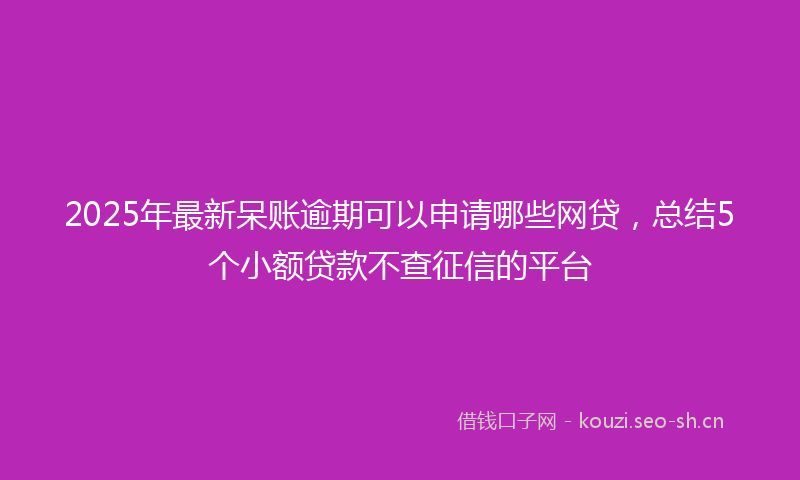 2025年最新呆账逾期可以申请哪些网贷，总结5个小额贷款不查征信的平台